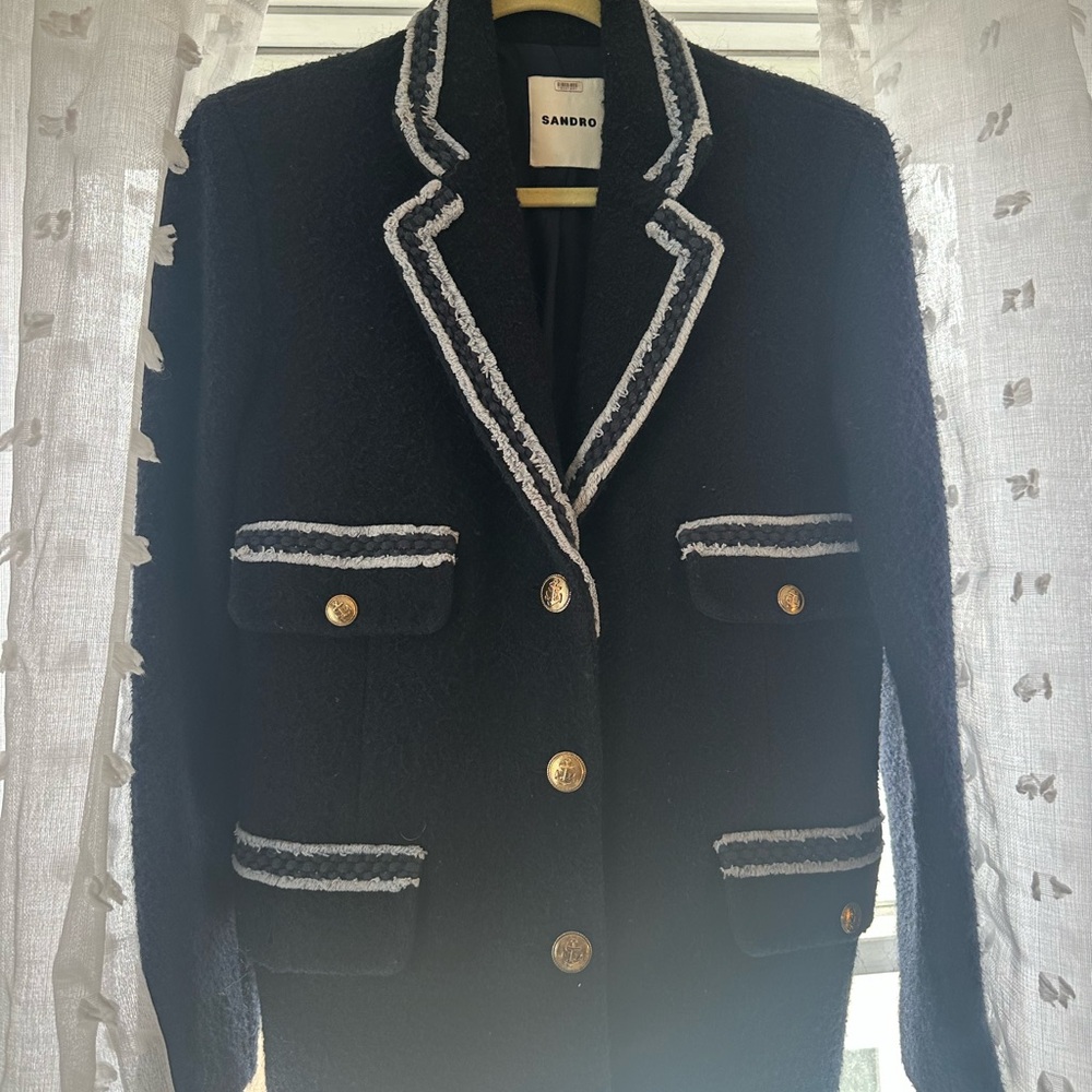 Sandro White and Blue Blazer with Nautical Trim